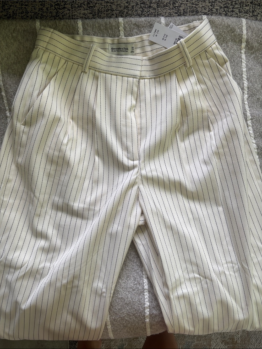NWT Sloane Tailored Pants Cream Stripe Curve Love 30 Long - Picture 3 of 7